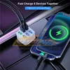 6 USB CAR Charge 75W Fast Charging Phone Adapter 15A для iPhone 13 12 Pro Xiaomi Huawei Samsung Автомобильный заряд