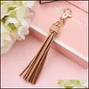 Keychains Lanyards Long Tassel Keychain Car Bag Hanging Pendant Ornaments Present For Women Girls Trinket Leather Rhinestone Bow Key DH9HY