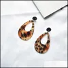 Hoop Huggie Acrylic Leopard Hoop أقراط للنساء بيان الهندسة الكورية المتدلية الكبيرة إسقاط السيدات حزب الأذن المجوهرات Del Dhjhe