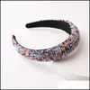 Hårband FL Crystal Luxury Hair Accessories Hårband vadderade strass pannband huvudbonad svart vitrosa kvinnor pannband 17 col dhcq8