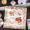선물 랩 놀라운 꽃 금 포일 와시 테이프 학교 용품 마스킹 테이프 접착제 DIY 스크랩북 장식 장식 스티커