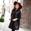 Manteau en cuir pour femmes, coupe-vent véritable, noir, rouge, revers, Design à la mode, peau de mouton, longue tranchée, automne, 2022