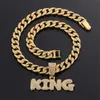 Kolye Kolyeler Hip Hop Kral Harfleri Miami Küba ile Kolye Buzlu Bling Bling Hiphop Erkek Takı Mücevher Hediye 221026