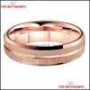 Wedding Rings Wedding Rings 6Mm 8Mm Rose Gold Tungsten Carbide Fashion Ring Engagement Band For Men Women Sandblasted Beveled Edges Dhqco