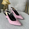 Tara Slingback Sandalet Akşam Ayakkabıları Orijinal Deri 90mm Pompalar Kadın Topuklu Elbise Ayakkabı Moda Saçlı Ayak Parçaları Stiletto Topuklu Lüks Tasarımcılar Fabrika Ayakkabı