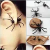 Charm Halloween Decoration Charm Comple for Woman 3D Creepy Black Spider Ear Ear Barty Diy Decorations Drop Dropence 202 Dhana