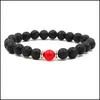 Charm Bracelets 9 Cores 7 Chakra Natural Black Lava Stone Beads Pulseira Elástica Difusor de Óleo Essencial Pedra Vulcânica Frisada Hand St Dh2Wy