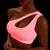 Yoga Outfits Sexy One Shoulder Bras Women Sports Top Crop Athletic Vest Push Up Underwear BH Bra wear Wire Free Gym Shirts 221025