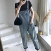 Kadınlar Kotlar Kadın Günlük Cepler Gevşek Askı Denim Genel Gübre Uzun Pantolon Lady Dokuzuncu Pantolon Sonbahar