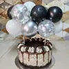 お祝いのサプライ1セット5インチ紙吹雪バルーンケーキトッパーバースデーパーティー装飾トッパーベビーシャワーキッズウェディングカップケーキ装飾ツール