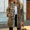 Kadınlar Kürk Sonbahar Kış Kadınlar Sahte Ceket Sokak Giyim Sıcak Peluş Oyuncak Katlar Uzun Leopar Baskı Lüks Sahte Ceket Kadın