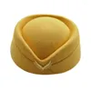 Beretas Aire Air anfitriones Sombrero IMITACIￓN IMITACIￓN Capa de fieltro Sombreros Pillbox Sombreros con Insignia de oro Boina s￳lida Base Fedoras dulces