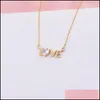 Pendant Necklaces 45Cm Classic Gold Color Crystals Love Letter Pendant Neckalce For Women Statement Short Design Necklaces Pendants Dhhzw