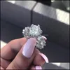 Alyans Alyans Moda Sier Renkli Rhinestone Kristal Aşk Kadınlar için CZ Taş Nişan Mücevher Hediye Bri DHM4B