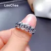 Cluster Rings LeeChee London Blue Topaz Ring 3 4MM 5 Pieces Genuine Gemstone Fine Jewelry For Women Anniversary Gift Real 925 Sterling