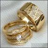 Anéis de casamento Anéis de casamento Conjunto de ouro homem homem Mulher Ring Band R211 179 Tamanho 915 610 Drop Delivery 2022 Jóias DHLM6