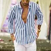 Camisas informales para hombre, camisa a rayas de lino de verano 2022 para hombre, blusa transpirable XL-4XL