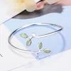 Bangle 2023 Green Leaf Opal Bracelets For Women Literary Small Fresh Leaves Buds Luxury Friendship