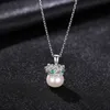 Luxury heart-shaped crown freshwater pearl s925 silver pendant necklace women jewelry micro set zircon clavicle chain exquisite necklace accessories