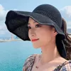 Шляпа Шляпа с широкими краями 2022 Модная весна Sun Sun Stap Женщина пустое пляж Большой солнцезащитный крем для бабочек дышащий для женщин