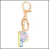 Schlüsselanhänger Lanyards Frauen Schlüsselanhänger 26 Acryl Regenbogen Wörter Handtasche Englisch Brief Schlüsselanhänger Charms Drop Lieferung 2022 Mode Zugang Dhxwa