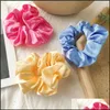 Hair Accessories Satin Silk Scrunchies Women Elastic Rubber Hair Bands Girls Solid Ponytail Holder Hairties Rope Accessories Drop De Dhfv4