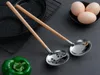 Suppenlöffel mit Buchenholzgriff im japanischen Stil, Suppenkelle aus Edelstahl, langer Griff, Holzlöffel, Küchen- und Kochutensilien