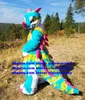 Long Fur Furry Colorful Dragon Fursuit Mascot Costume Adult Cartoon Character Outfit Suit Large Family Gathering High Street Mall zz7586