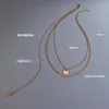 H￤nghalsband 2022 Marka mode 18 K guld silver dubbel lager kedja hj￤rtnyckel halsband kvinna 316l rostfritt st￥l smycken inte blekna