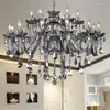 Lustres Salon Lustre En Cristal Chambre À Coucher Lampe Suspendue Noir Fumée Gris Transparent Blanc Hall Suspension Luminaire