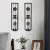 Candle Holders 2x Antique-Style Wall Sconce Shelving Solution Mounted Black Iron For Bathroom Patio Bedroom Wedding Events Office