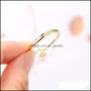 Bröllopsringar Bröllopsringar Tips Flower Gold Ring For Women Korean Justerbar Crystal Sweet Teen Girls Friends Jewelry Eesthetic Drop DHGD4