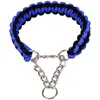 Colliers pour chiens collier large corde en nylon solide tissé glissement limité avec chaîne en acier inoxydable boucle robuste pour petits et grands chiens