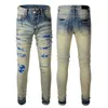 Jeans de moda Jeans de diseñador Azul claro Jeans negros Casual Slim Knee Hole Hiphop Pantalón rasgado Letra impresa Cremallera Mosca Pantalones largos 15 estilos