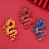 Spilla vintage personalizzata con grande drago rosso Cina Spille fatte a mano in metallo dorato con pin blu per uomo Accessori per abbigliamento donna