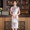 Etniska kläder cheongsam kinesiska kvinnor klär orientaliska smala sexiga kjolar tätt qipao satin klänning elegant retro sommarparty brud bröllop