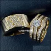 Anéis de casamento Anéis de casamento Conjunto de ouro homem homem Mulher Ring Band R211 179 Tamanho 915 610 Drop Delivery 2022 Jóias DHLM6