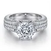 Clusterringen Lesf 2 CT Moissanite Diamond verlovingsring 925 Sterling Silver voor vrouwen jubileumhuwelijk