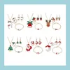 Bracelet Boucles D'oreilles Collier De Noël Boucles D'oreilles Ensemble Cadeau Série Père Noël Elk Bell Décorations De Fête De Fête Boucle D'oreille Collier Soutien-Gorge Dh7Md