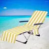 Cubiertas de silla Moda Rayas Microfibra Playa Cubierta Toalla con bolsillo para verano Jardín al aire libre Piscina Sun Lunger Manta