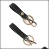 Keychains Lanyards Fashion Keychain Genuine Leather Charm Women Small Gift Retro Handmade Purse Keychains Car Key Ring Holder Wall Dhpdl
