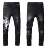 2022 HipHop High Street Modemarke Jeans Stickerei Patch Fold Stitching Men039s Designer Motorradfahrung Slim Pants6704319