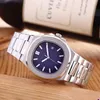 Fashion watch men automatic watches silver strap blue stainless mens automatic mechanical waterproof wristwatch montre de luxe gifts