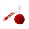 Keychains Lanyards Dhs Card Contactless Bank Reader Long Nail Armor Cards Holder Keychain Female Acrylic Fur Ball Key Ring Charm J Dhy1F