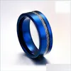 Fedi nuziali Fedi nuziali Moda 8Mm Uomo Blu Tungsteno Anello Sier Colore Meteoriti Acciaio intarsiato Per gioielli a fascia Regalomatrimonio Brit2 Dhzjd