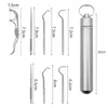 Stainless Steel Toothpick Se 7pcs/Set Detntal Floss Oral Care Tool Toothpicks Container Portable Keychain Toothpicks with thread