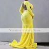 Festeggia abito da ballo a sirena 2022 maniche lunghe paillettes giallo scintillante abbigliamento da festa africano per le donne abiti da gala