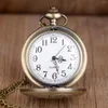 Pocket Watches Vintage USSR Soviet Sickle Hammer Style Quartz Watch Bronze Pendant Necklace Clock CCCP Russia Emblem Communism Fob