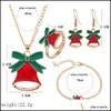 Bracelet Boucles D'oreilles Collier De Noël Boucles D'oreilles Ensemble Cadeau Série Père Noël Elk Bell Décorations De Fête De Fête Boucle D'oreille Collier Soutien-Gorge Dh7Md