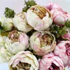 Flores decorativas Luanqi 1 buquê 13 cabeças chá rosa rosa camélia seda flor falsa Diy Home Garden Decoração de casamento de alta qualidade